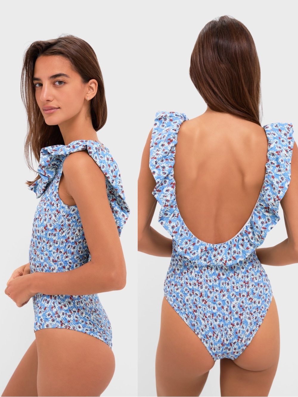 Sea New York Tuckernuck Smocked Blue Whitney Print Flutter Sleeve One Piece Sz M